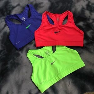 Nike Pro neon cheer sports bras